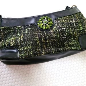 Worthington green and black Vintage atyle tweed purse